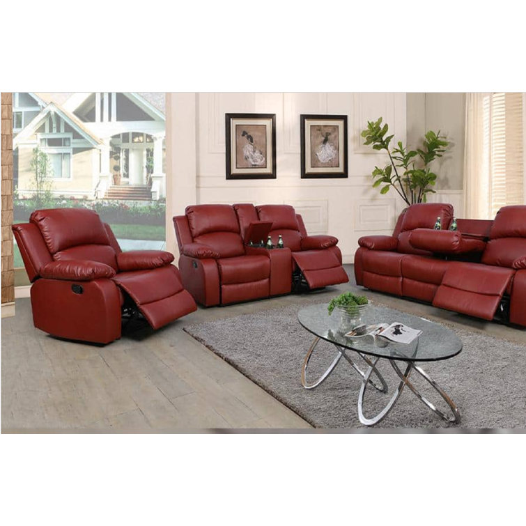 Red leather living 2024 room set